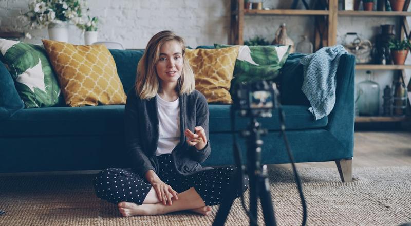 Creator recording a video at home