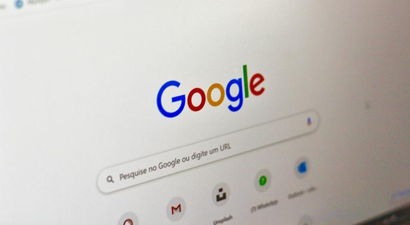 Google search page on a screen